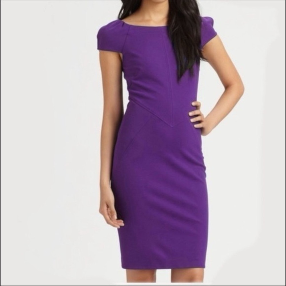 DIANE VON FURSTENBERG DRESS WOMENS 6 HELEN PURPLE WOOL BLEND SHEAT DRESS Easter